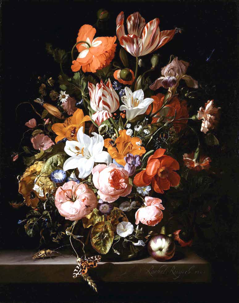 Flowers in a glass vase, c.1704