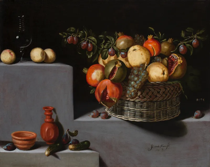 Still Life with Basket and Terracotta Jars