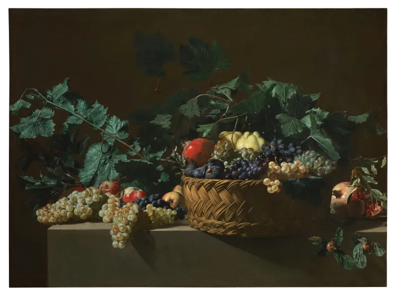 Bartolomeo Cavarozzi — Still Life with Quinces, Apples, Azeroles (Hawthorn berries), Black grapes, White grapes, Figs and Pomegranates